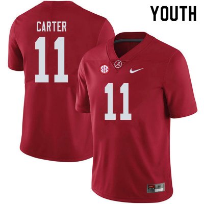 NCAA Youth Alabama Crimson Tide #11 Scooby Carter Stitched College 2019 Nike Authentic Crimson Football Jersey YQ17L17TH